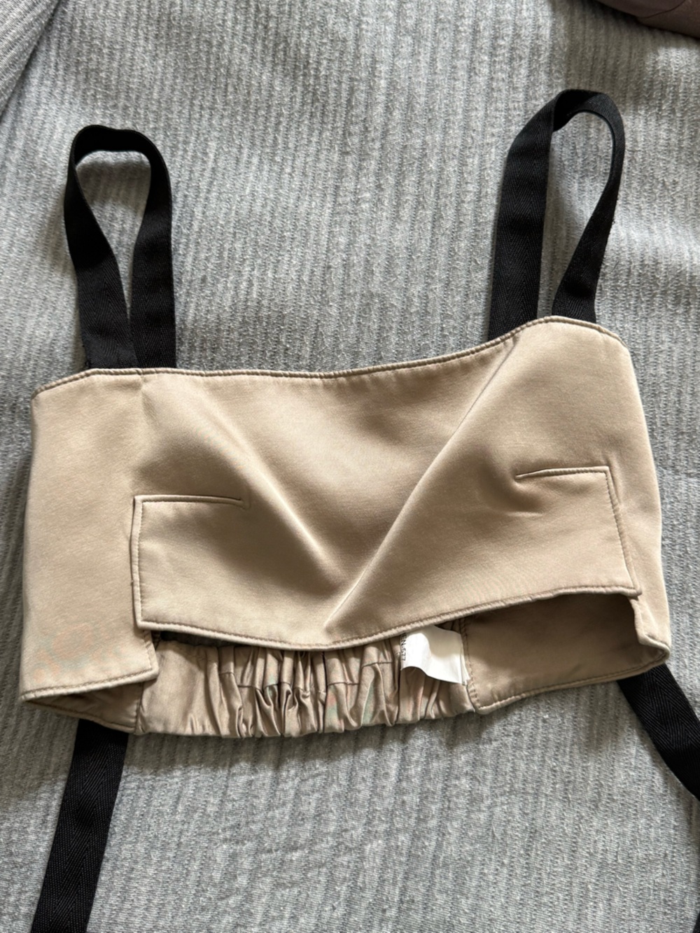 Zara Beige Cropped top with Black Straps